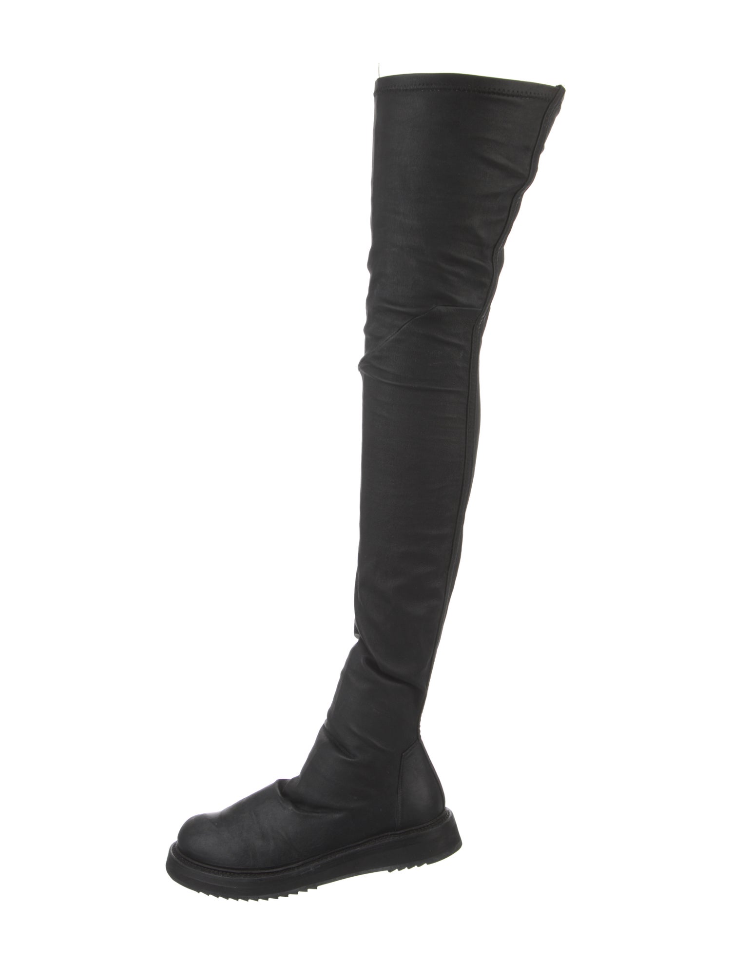 Rick Owens Leather Ruffle Embellishment Sock Boots