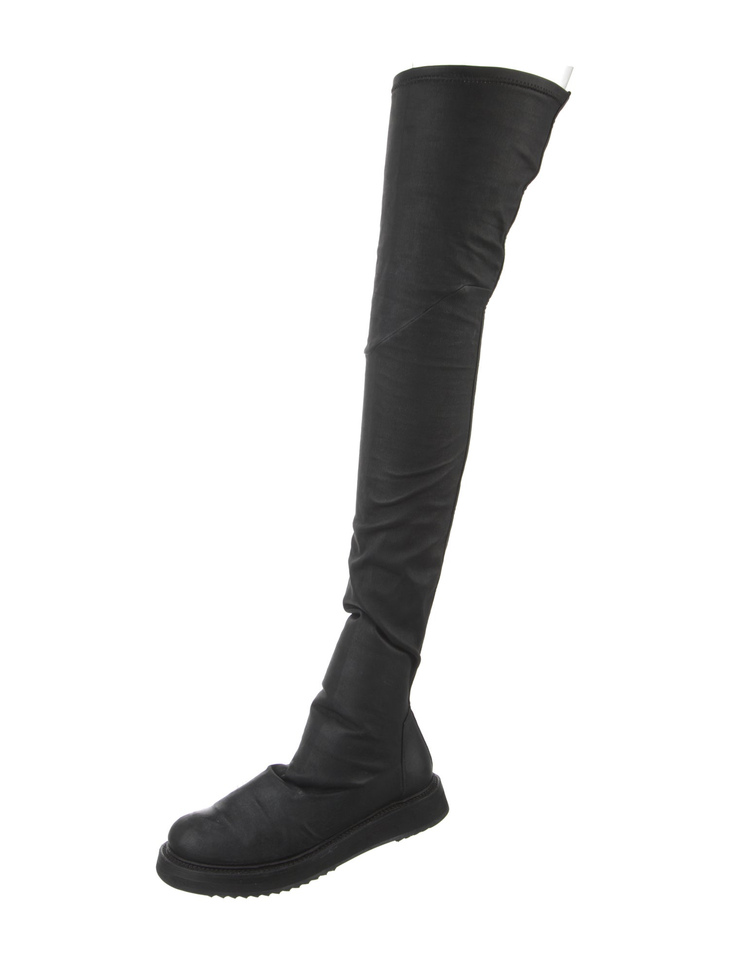 Rick Owens Leather Ruffle Embellishment Sock Boots