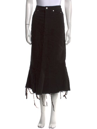 Rick Owens Raw-Edge Trim Midi Length Skirt