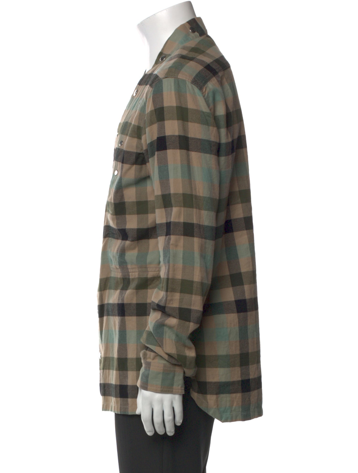 Rick Owens Plaid Print Long Sleeve Shirt