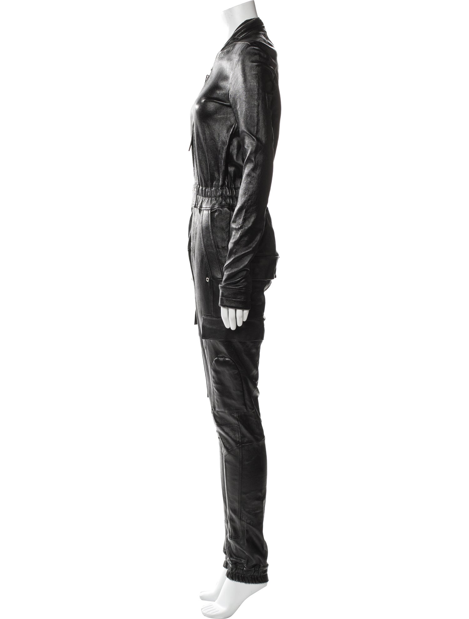 Rick Owens Leather Mock Neck Jumpsuit