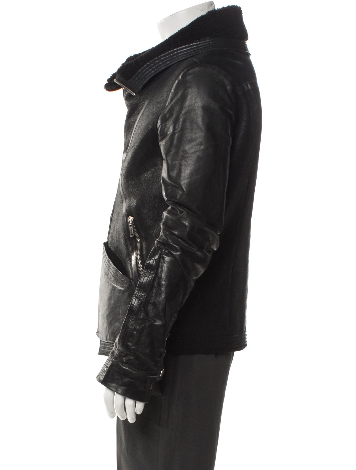 Rick Owens 2012 'Mountain' Geo Shearling Moto Jacket