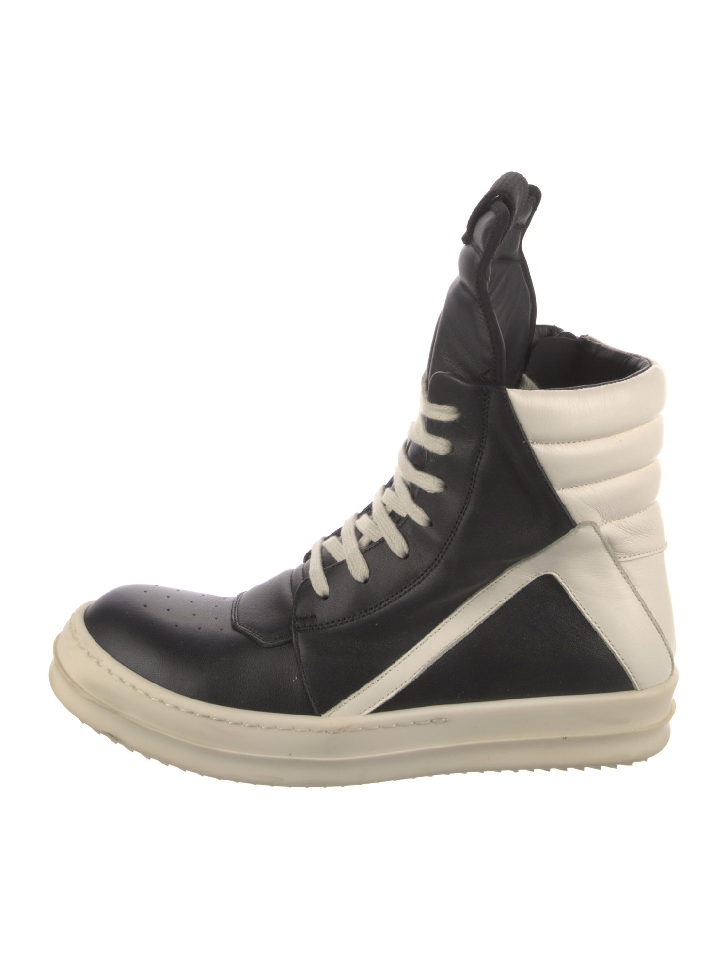 Rick Owens Leather Colorblock Pattern Lace-Up Boots