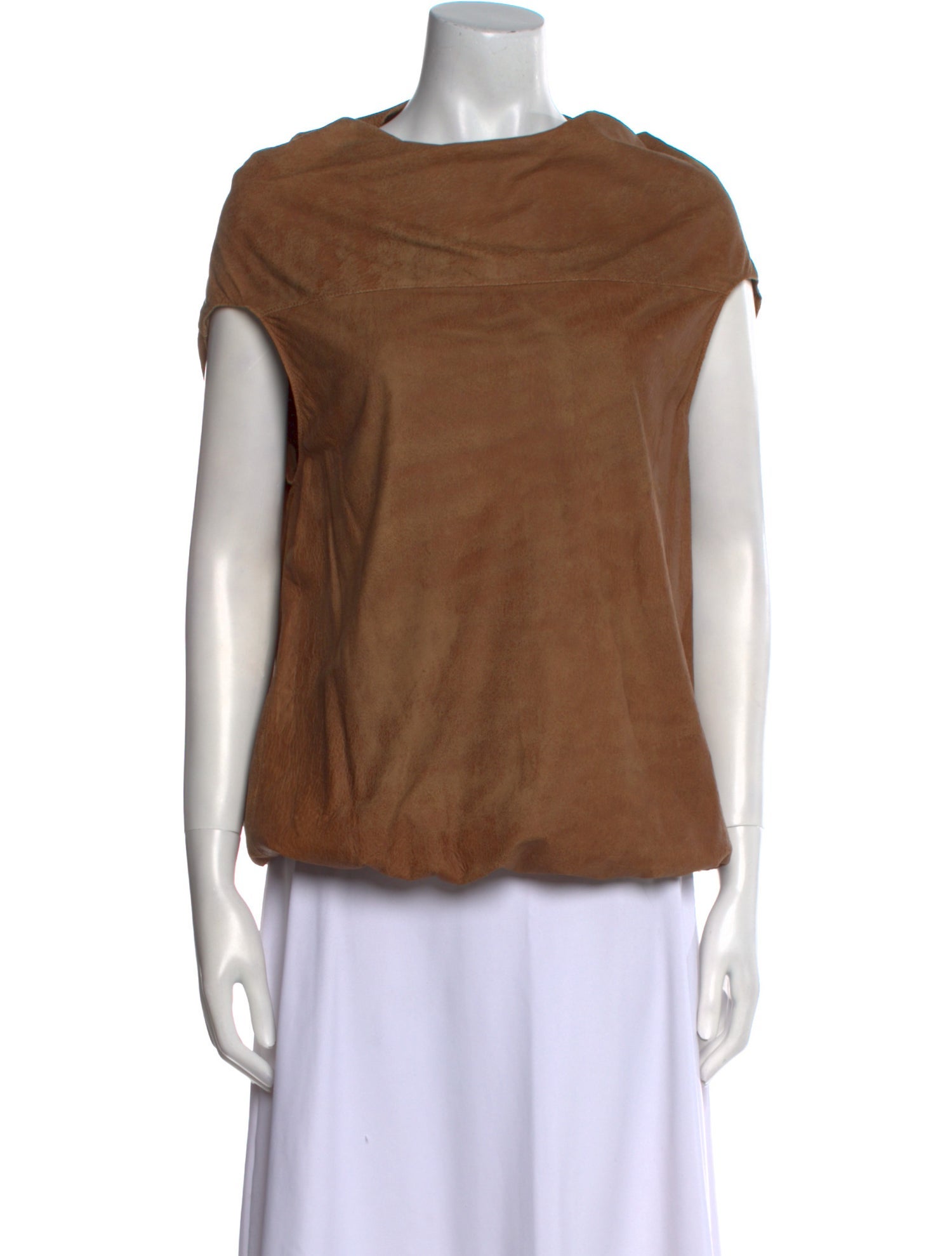 Rick Owens Lamb Leather Bateau Neckline Top