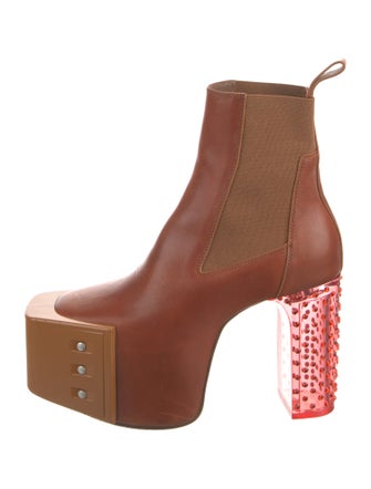 Rick Owens Leather Crystal Embellishments Chelsea Boots
