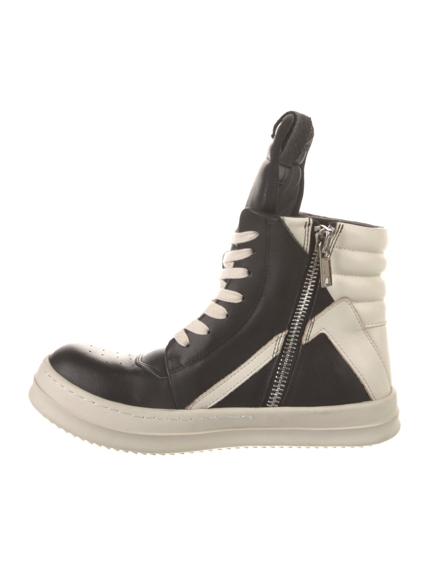 Rick Owens Leather Colorblock Pattern Sneakers