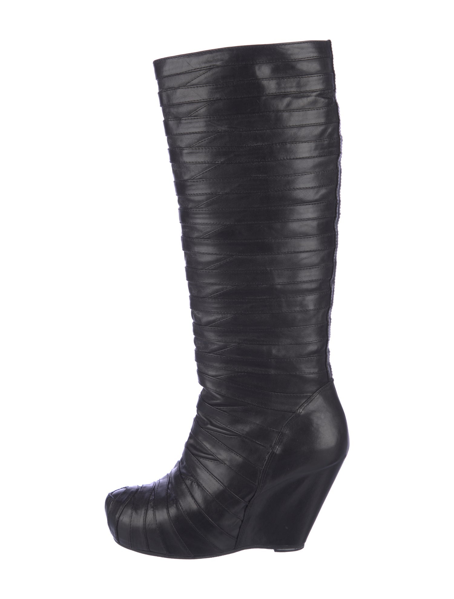 Rick Owens Leather Colorblock Pattern Boots