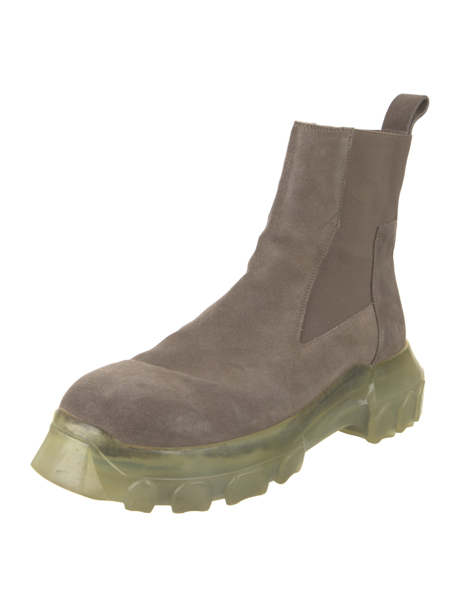 Rick Owens Suede Leather Trim Embellishment Chelsea Boots