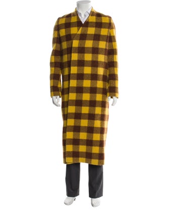 Rick Owens Virgin Wool Plaid Print Overcoat
