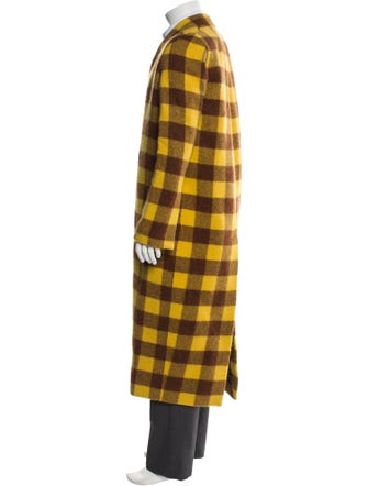 Rick Owens Virgin Wool Plaid Print Overcoat