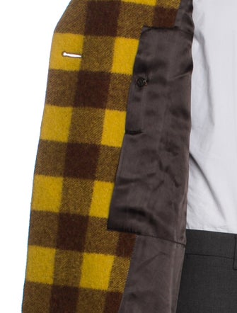 Rick Owens Virgin Wool Plaid Print Overcoat