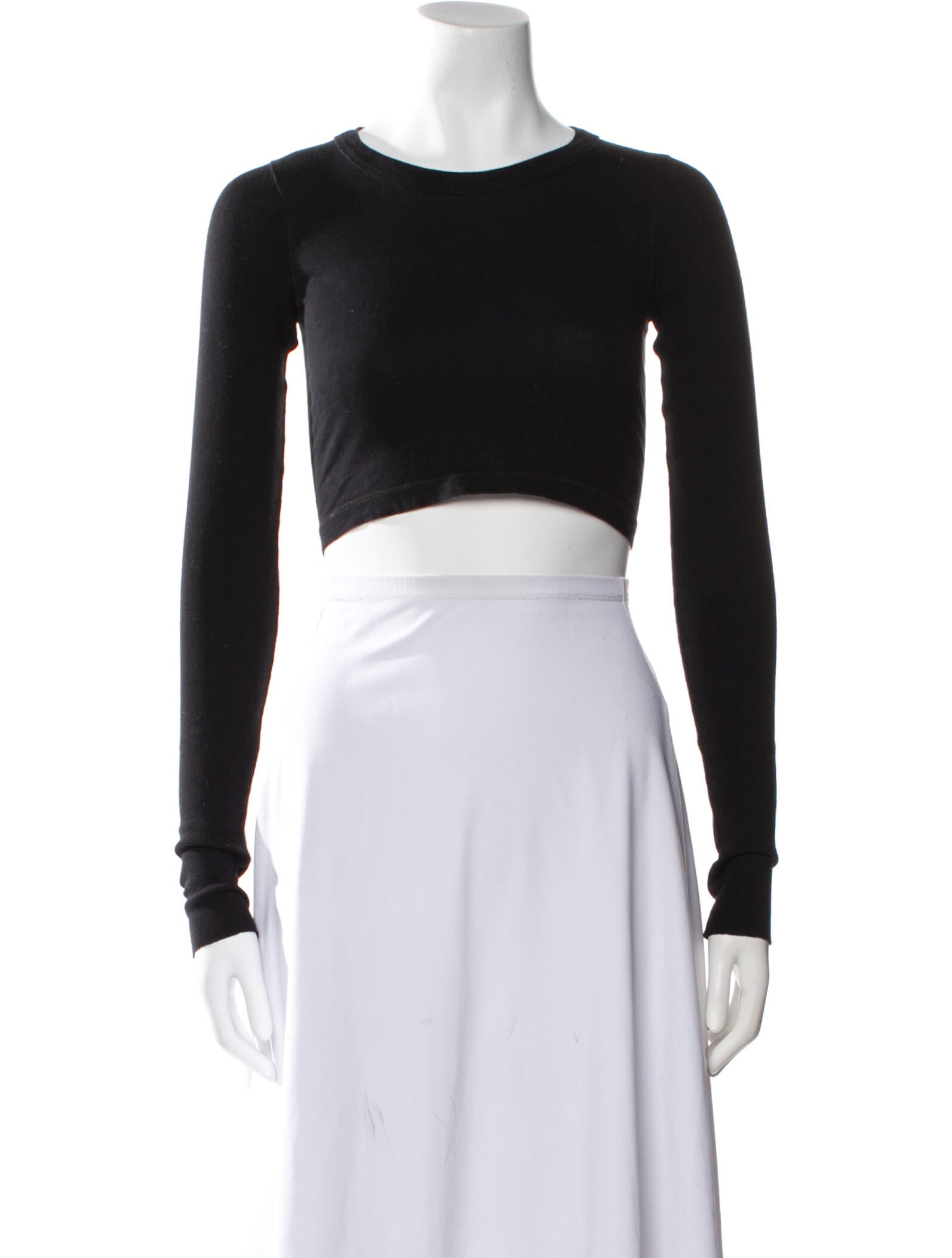 Rick Owens Bateau Neckline Long Sleeve Crop Top