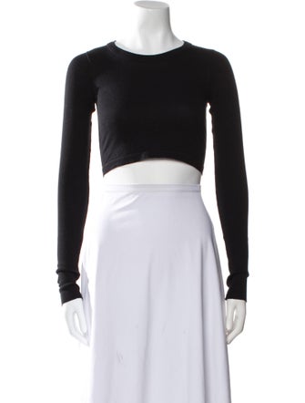 Rick Owens Bateau Neckline Long Sleeve Crop Top