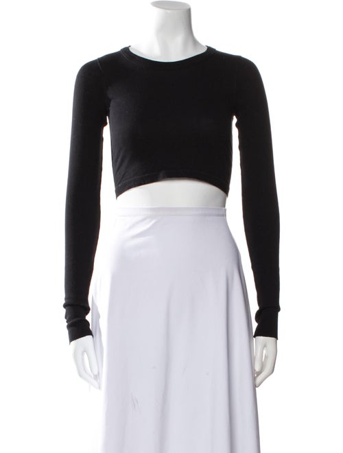 Rick Owens Bateau Neckline Long Sleeve Crop Top