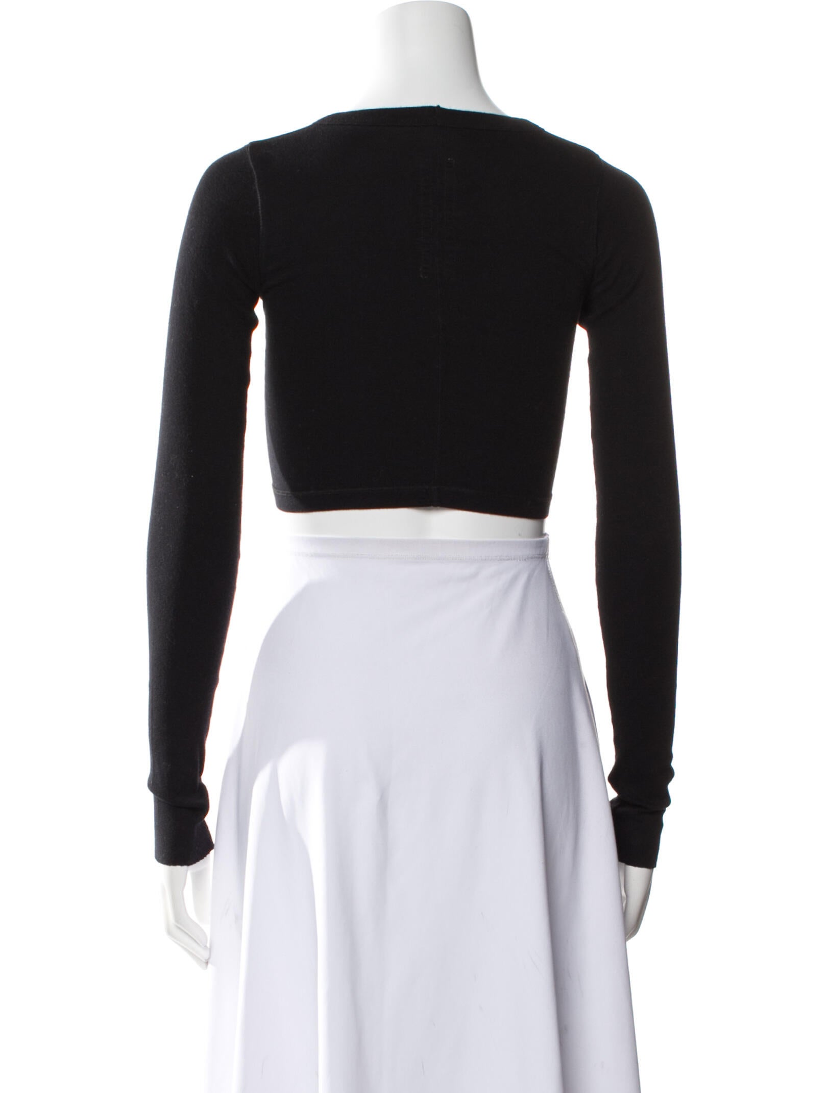 Rick Owens Bateau Neckline Long Sleeve Crop Top