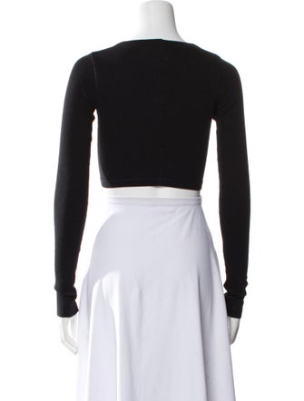 Rick Owens Bateau Neckline Long Sleeve Crop Top