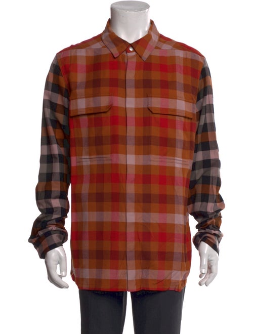 Rick Owens Plaid Print Long Sleeve Shirt