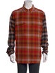 Rick Owens Plaid Print Long Sleeve Shirt