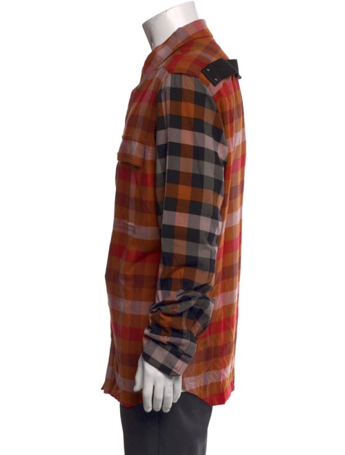 Rick Owens Plaid Print Long Sleeve Shirt
