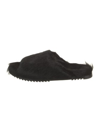 Rick Owens Ponyhair Leather Trim Embellishment Slides