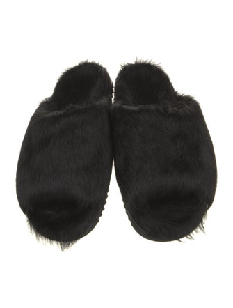 Rick Owens Ponyhair Leather Trim Embellishment Slides