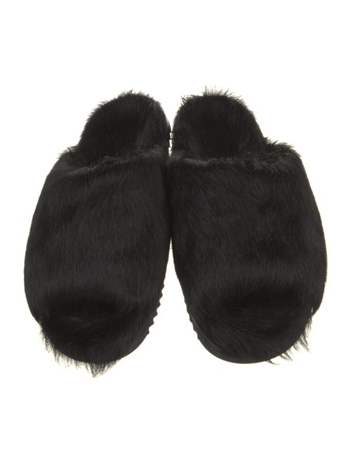 Rick Owens Ponyhair Leather Trim Embellishment Slides