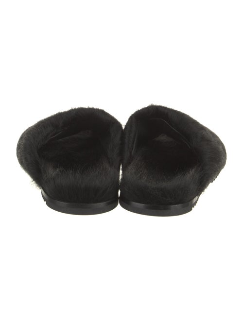 Rick Owens Ponyhair Leather Trim Embellishment Slides