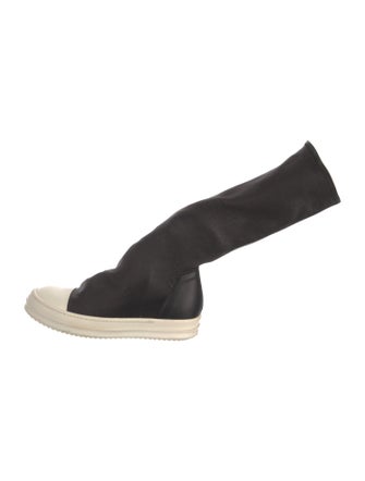 Rick Owens Leather Colorblock Pattern Sock Sneakers