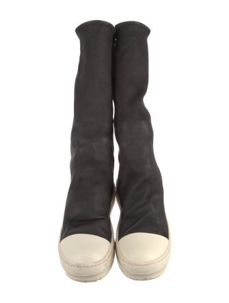 Rick Owens Leather Colorblock Pattern Sock Sneakers