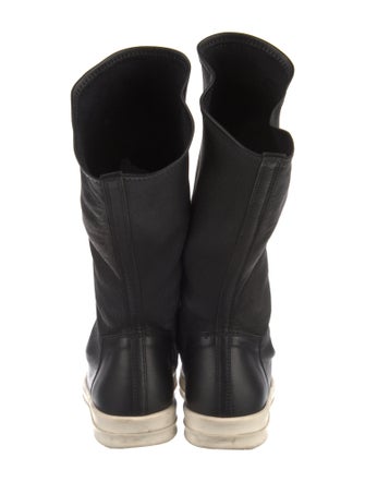 Rick Owens Leather Colorblock Pattern Sock Sneakers