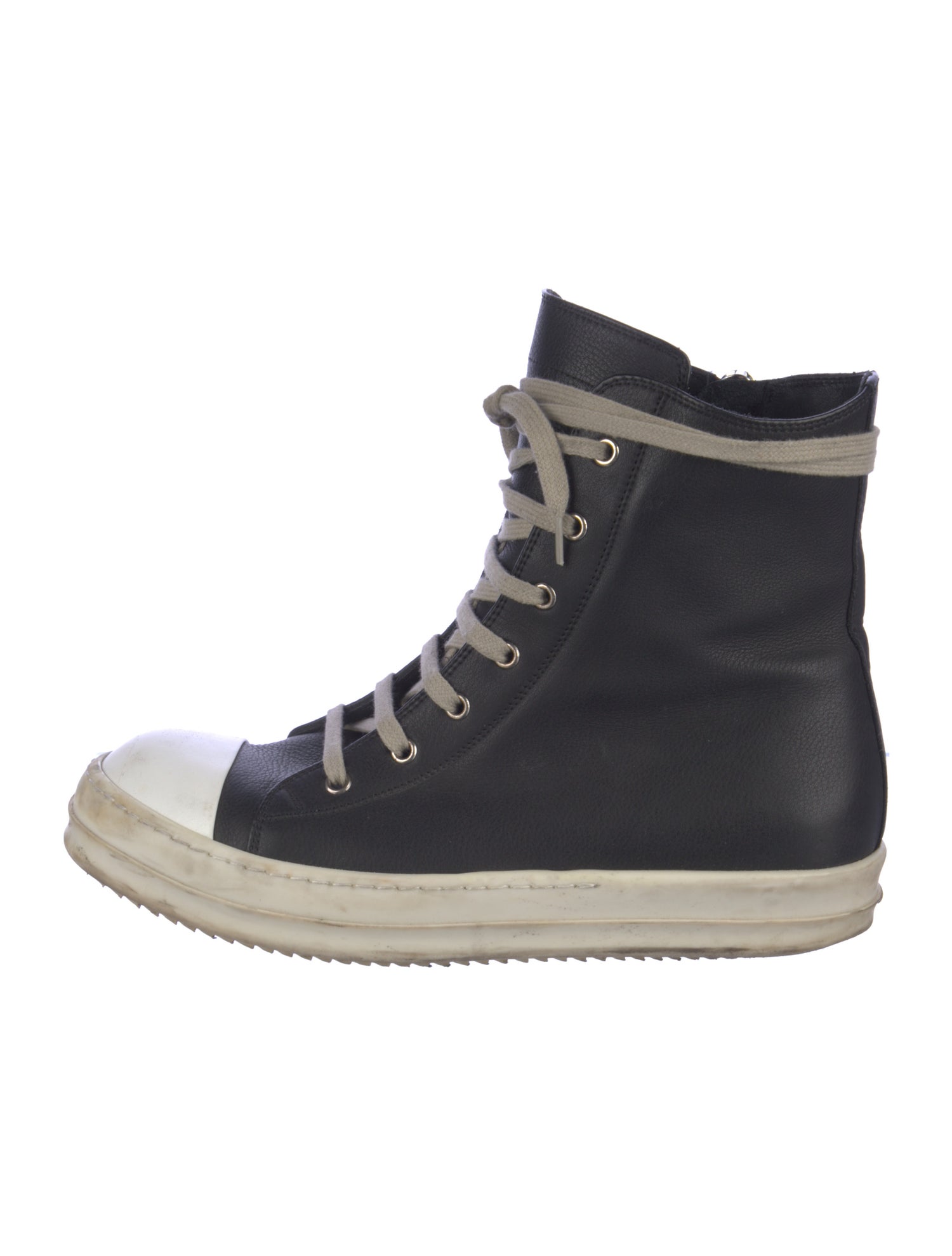 Rick Owens Leather Colorblock Pattern Sneakers