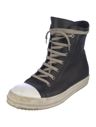 Rick Owens Leather Colorblock Pattern Sneakers