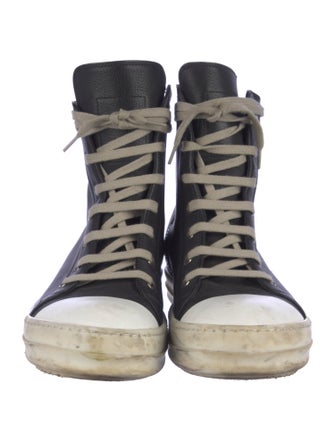 Rick Owens Leather Colorblock Pattern Sneakers