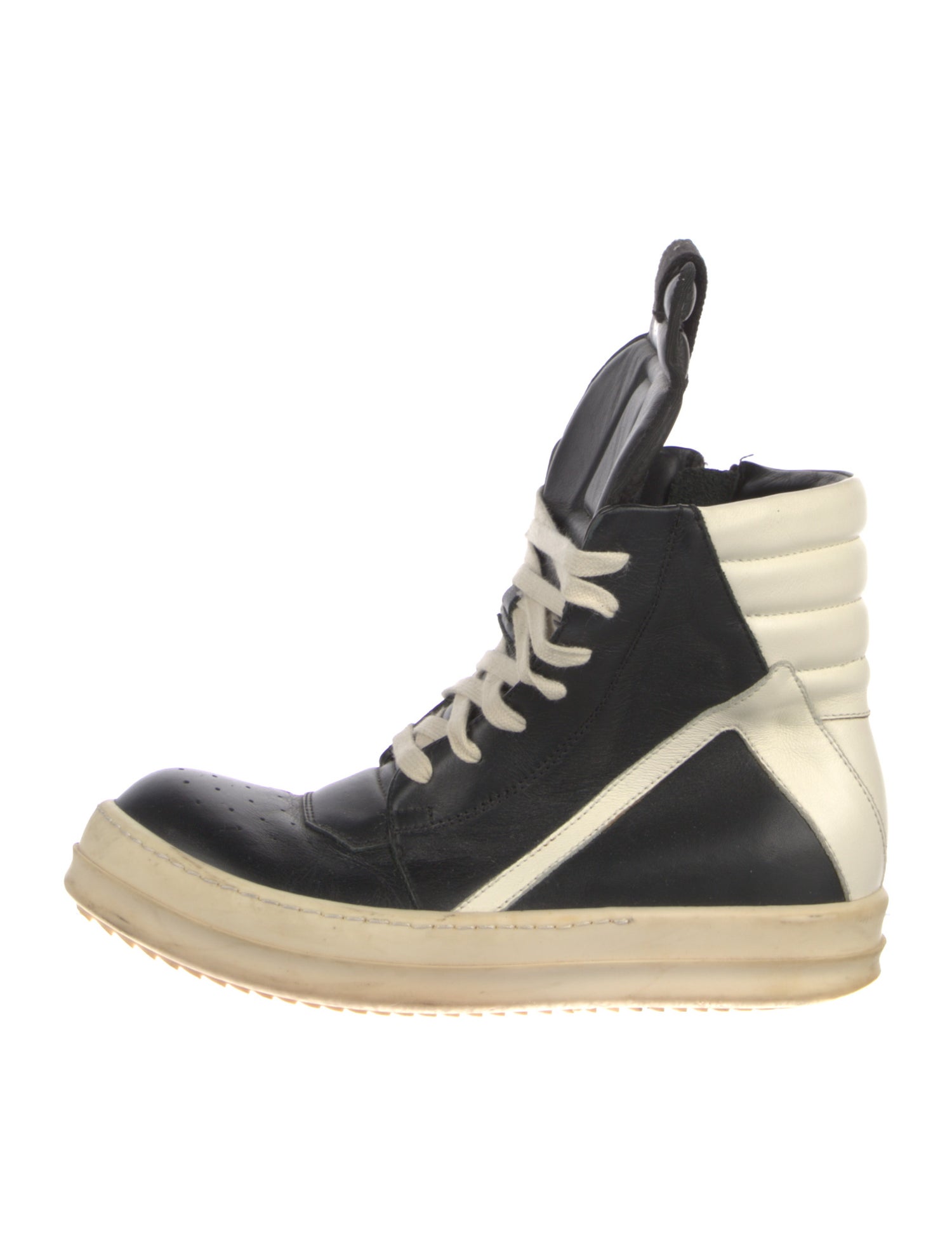 Rick Owens Leather Colorblock Pattern Sneakers
