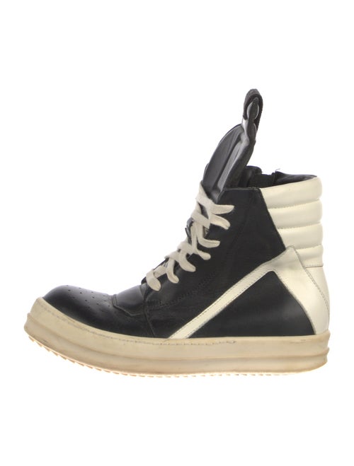 Rick Owens Leather Colorblock Pattern Sneakers