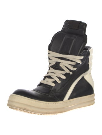 Rick Owens Leather Colorblock Pattern Sneakers