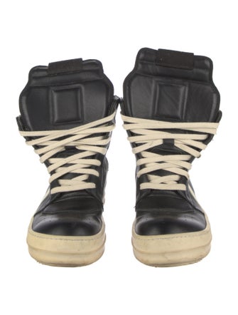 Rick Owens Leather Colorblock Pattern Sneakers