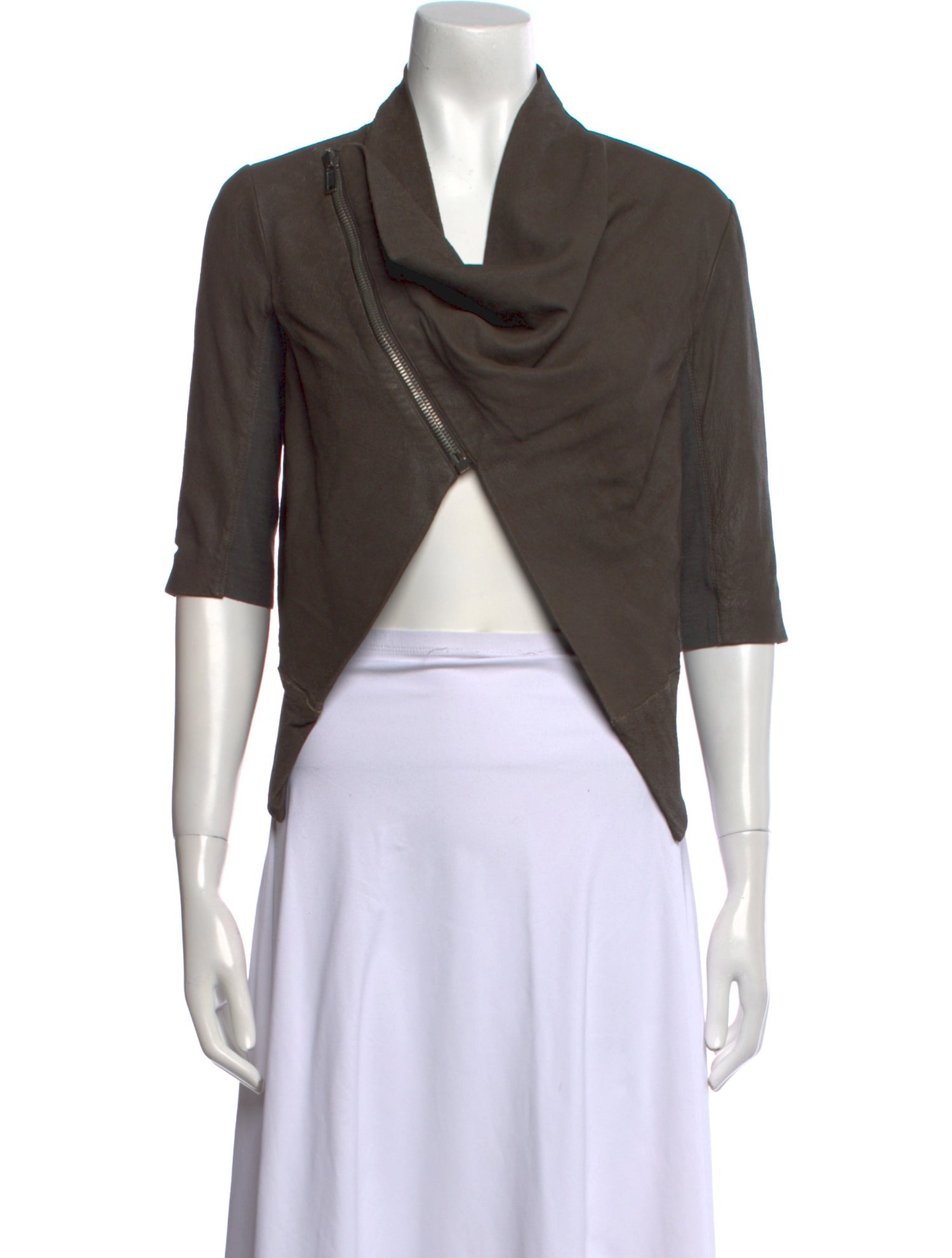 Rick Owens Lamb Leather Cowl Neck Crop Top