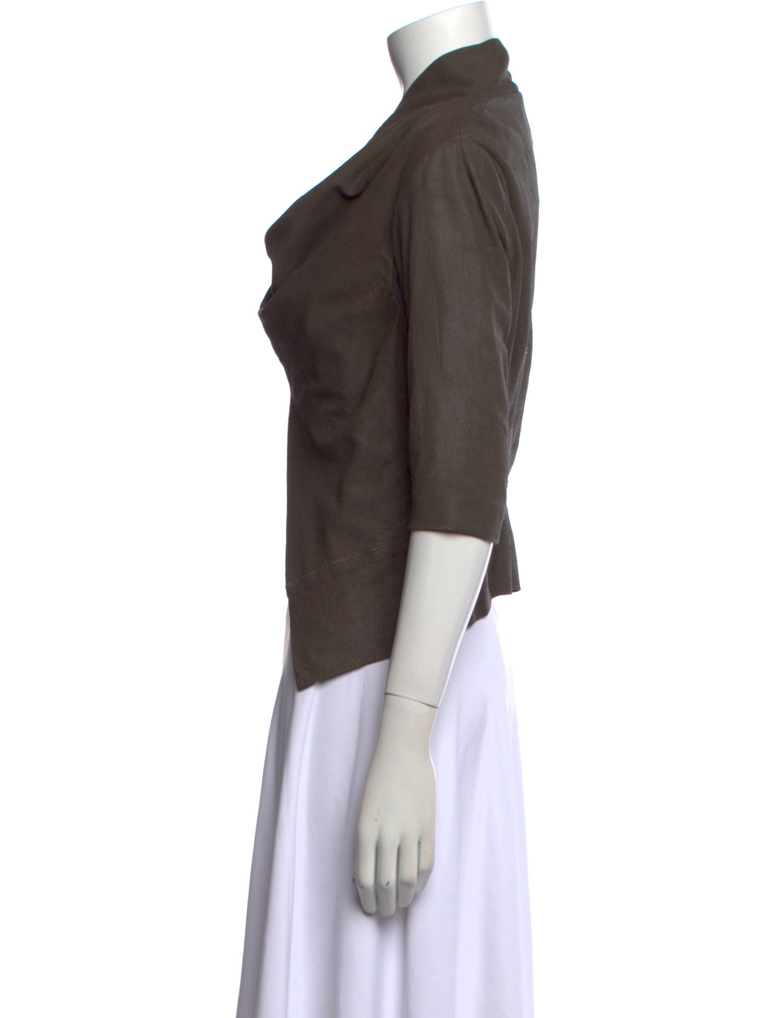 Rick Owens Lamb Leather Cowl Neck Crop Top