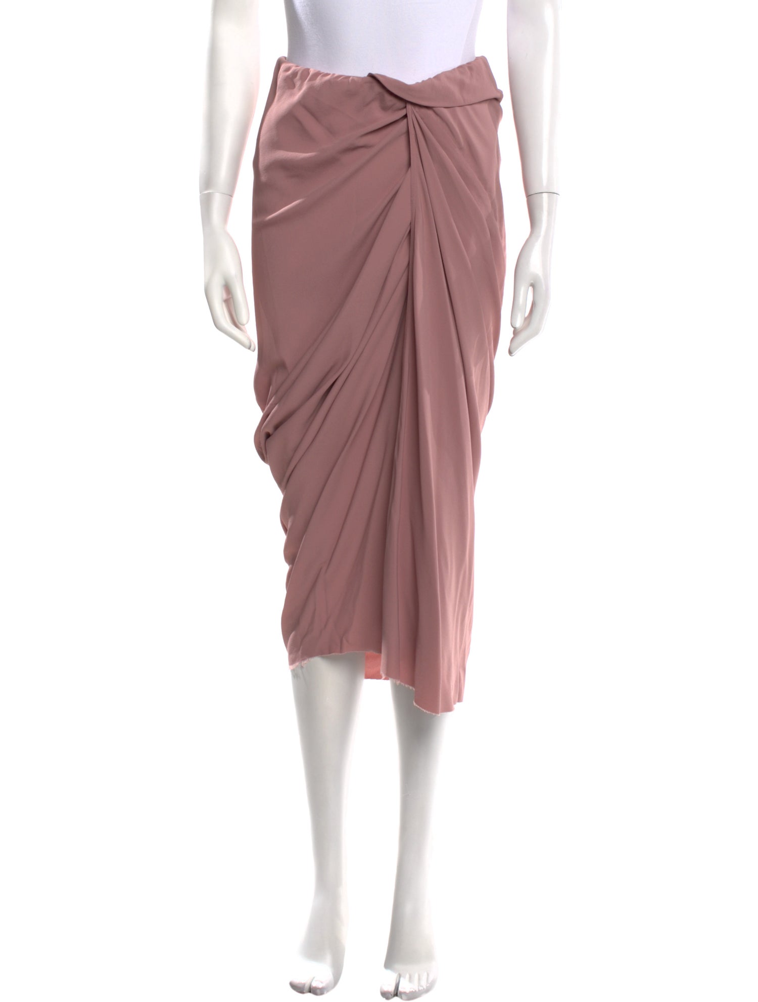 Rick Owens Raw-Edge Trim Midi Length Skirt