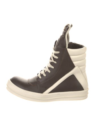 Rick Owens Leather Colorblock Pattern Wedge Sneakers