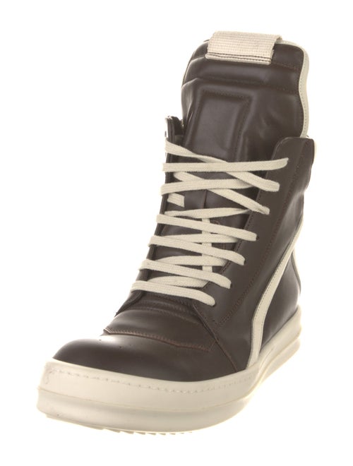 Rick Owens Leather Colorblock Pattern Wedge Sneakers