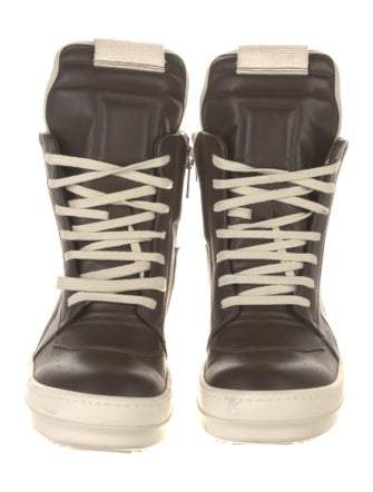 Rick Owens Leather Colorblock Pattern Wedge Sneakers