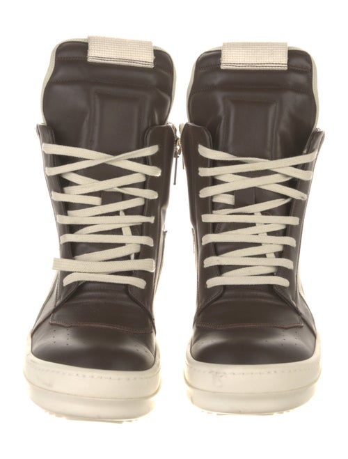 Rick Owens Leather Colorblock Pattern Wedge Sneakers
