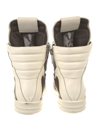 Rick Owens Leather Colorblock Pattern Wedge Sneakers