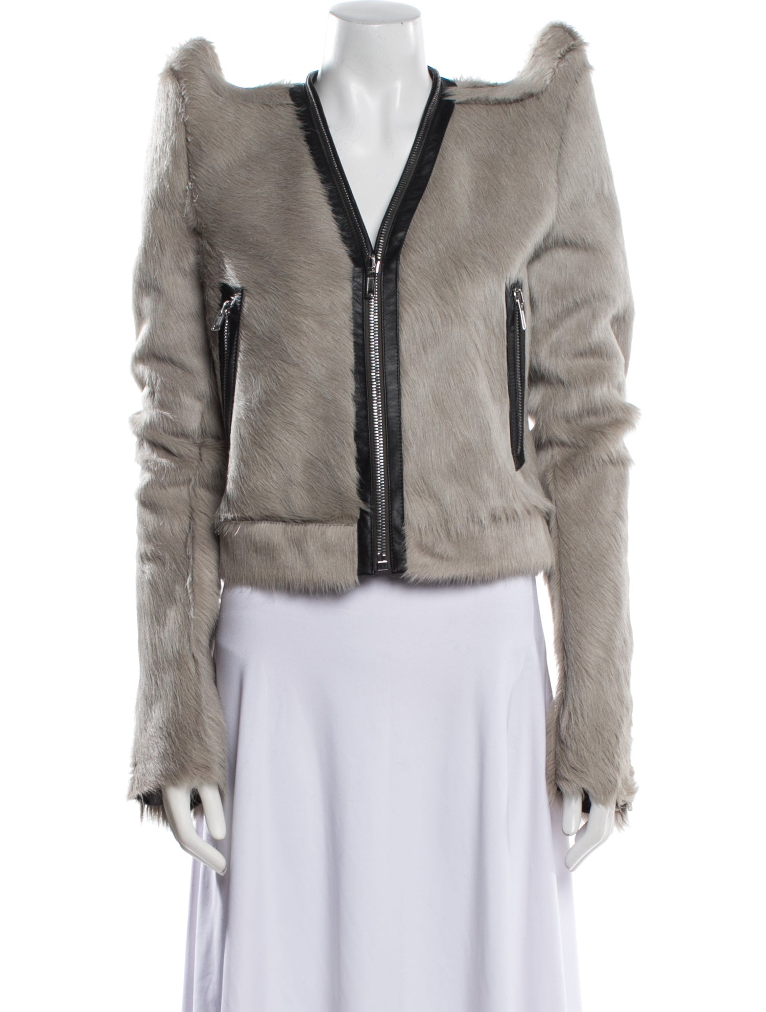 Rick Owens 2022 'Strobe' Horned Cropped Klaus Fur Jacket