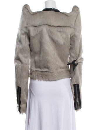 Rick Owens 2022 'Strobe' Horned Cropped Klaus Fur Jacket