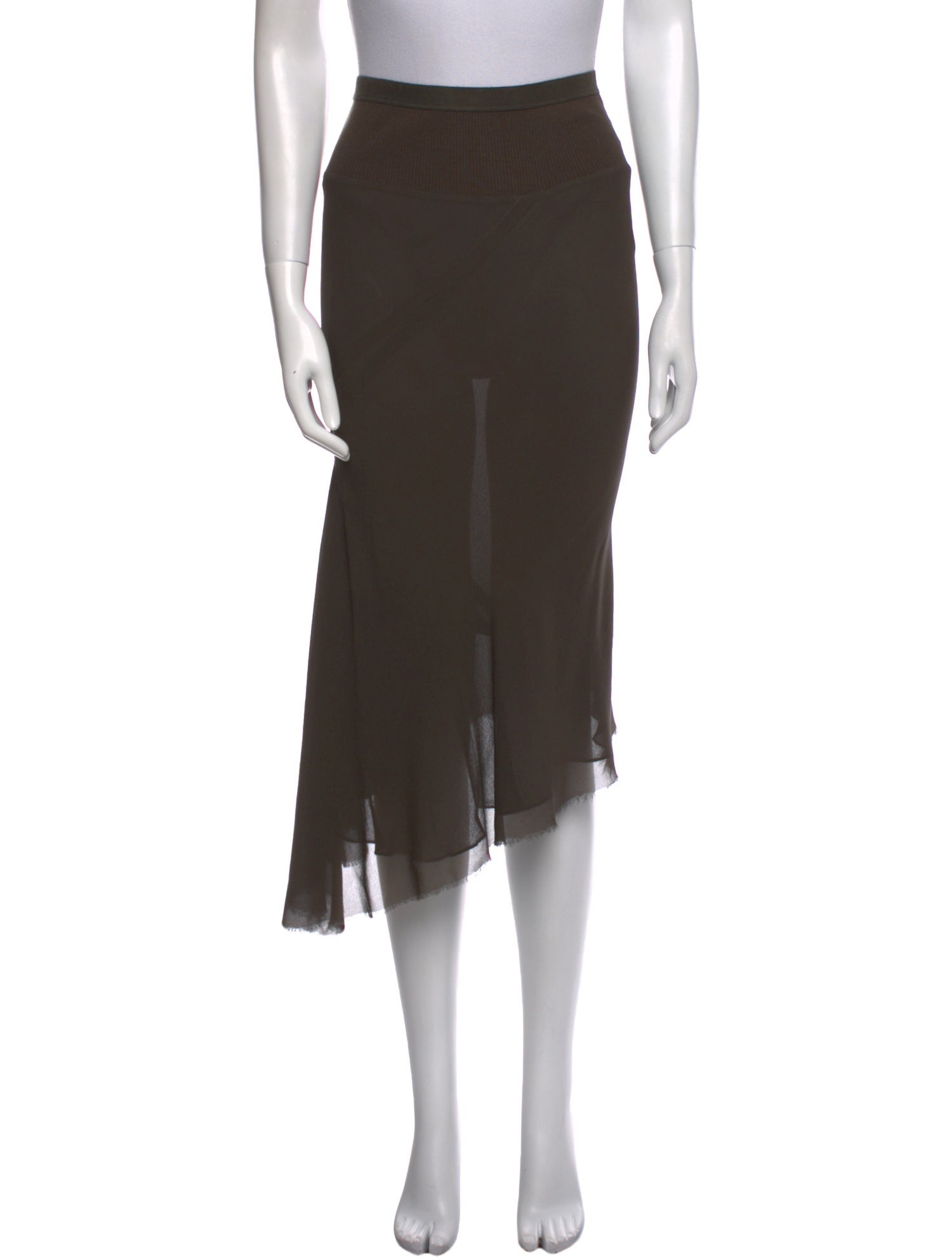 Rick Owens Silk Midi Length Skirt
