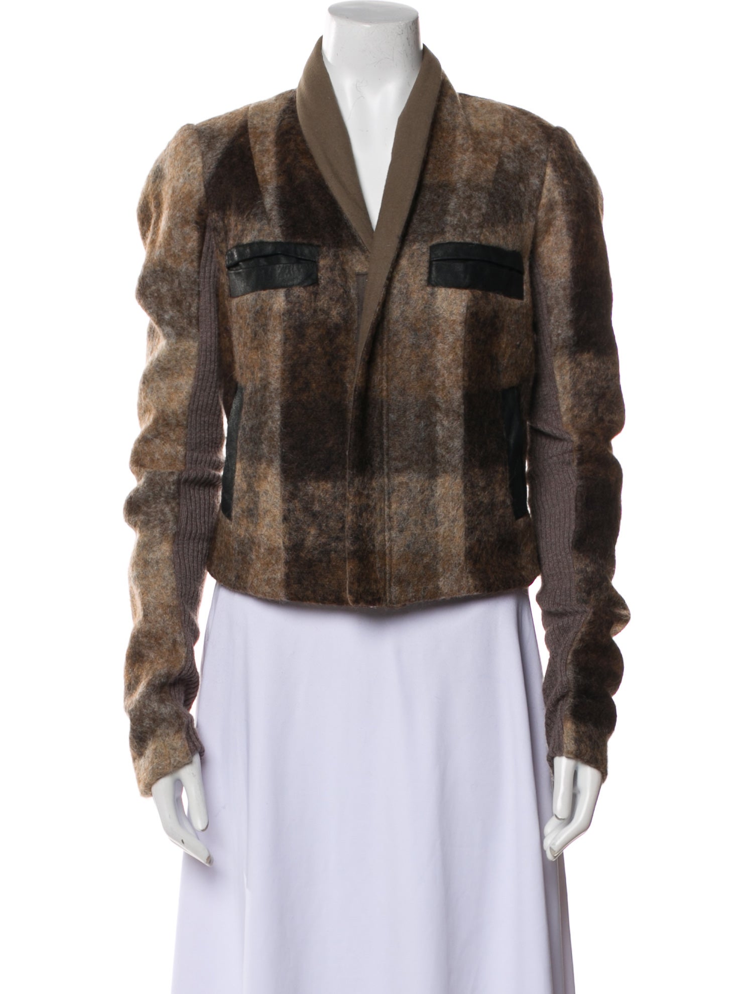 Rick Owens Vintage Plaid Print Biker Jacket