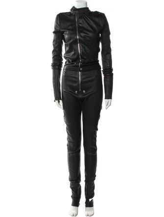 Rick Owens Leather Crew Neck Jumpsuit